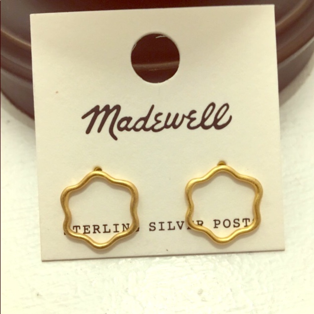 Madewell clover silver post earrings